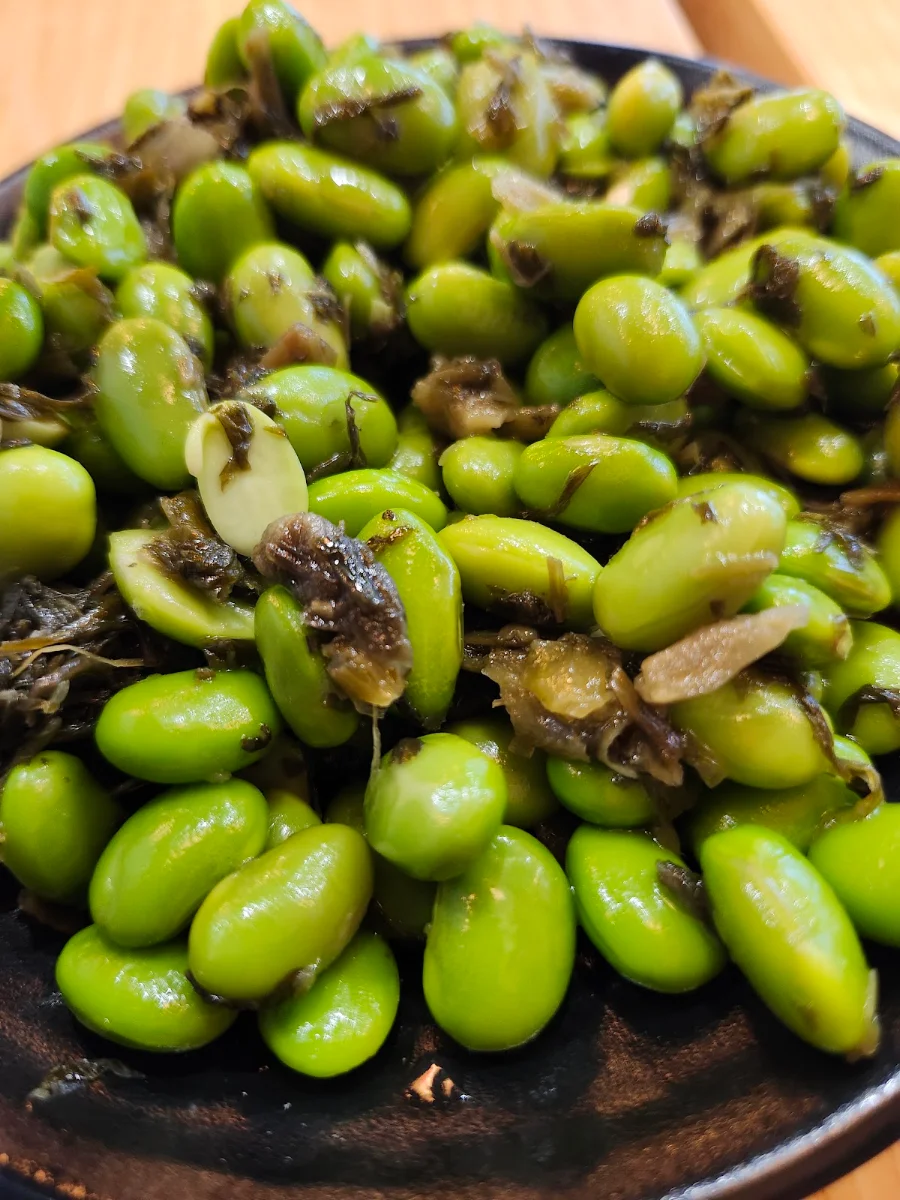 edamame w preserved vegetable 雪菜毛豆